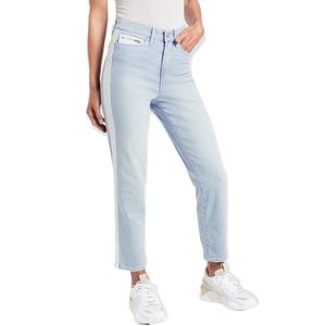 Athleta Sculptek Straight Leg Crop in Indigo Stripe High Rise